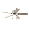 44 inch Hugger Indoor Ceiling Fan with Light Kit, Satin Nickel, 5 Blades, Reverse Airflow