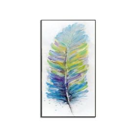 Handmade Abstract Oil Painting Top Selling Wall Art Modern Colorful Feather Picture Canvas Home Decor For Living Room No Frame (75x150cm: 75x150cm)