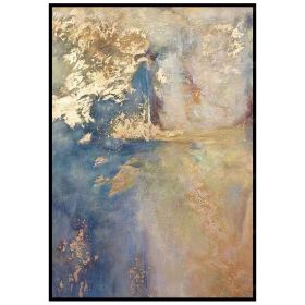 Hot Sell Art Large Size Hand Painted Abstract Gold Foil Dark Blue Oil Painting On Canvas Wall Picture Art Living Room Home Decor (75x150cm: 150x220cm)