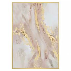 Abstract Canvas Handmade Oil Painting Pink Marble Vein on Canvas Poster Nordic Home Decor Wall Picture Bedroom Decoration (75x150cm: 150x220cm)