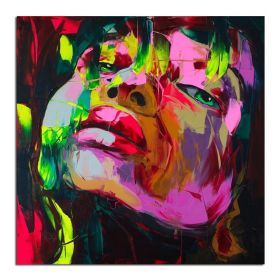 Handmade Home Decor Francoise Nielly Face Oil Painting Wall Art Picture Portrait Palette Knife Canvas Acrylic Texture Colourful No Framed (75x150cm: 150x150cm)