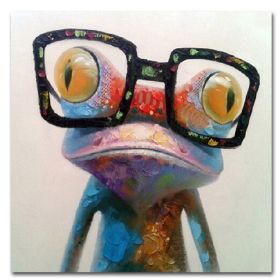 Top Selling Handmade Abstract Oil Painting Wall Art Modern Minimalist Cute Frog Picture Canvas Home Decor For Living Room Bedroom No Frame (75x150cm: 100x100cm)