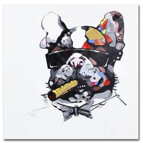 Top Selling Handmade Abstract Oil Painting Wall Art Modern Minimalist Pet Dog Canvas Home Decor For Living Room Bedroom No Frame (75x150cm: 100x100cm)