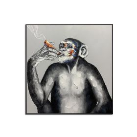 Large Hand painted Colorful Monkey Oil Paintings Handsome Animal Pictures wall art Gorilla Canvas Painting caudros picture for living room No Frame (75x150cm: 120x120cm)