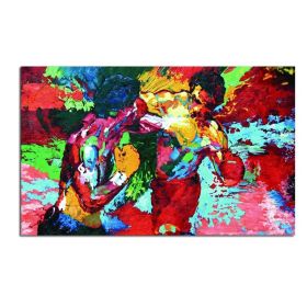100% Hand Painted  Abstract Oil Painting Wall Art Modern Minimalist Boxer Picture Canvas Home Decor For Living Room Bedroom No Frame (75x150cm: 150x220cm)