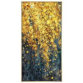 Modern Canvas Painting Poster and Print for Living Room Home Decorative Large Art Wall Painting Golden Leaf Restaurant Picture (75x150cm: 50x100cm)
