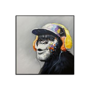 Top Artist Pure Hand-painted High Quality Modern Art Gorilla Oil Painting on Canvas Abstract Funny Animal Monkey Oil Painting No Framed (75x150cm: 80x80cm)