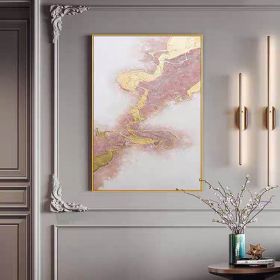 Top Selling Handmade Abstract Oil Painting Wall Art Modern Minimalist Pink Gold Foil Picture Canvas Home Decor For Living Room Bedroom No Frame (75x150cm: 75x150cm)