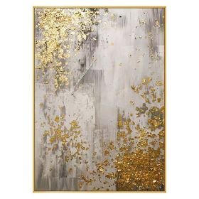 100% Hand Painted Abstract Oil Painting Wall Art Modern Gold Foil Picture Minimalist On Canvas Home Decoration For Living Room No Frame (75x150cm: 70x140cm)