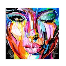 Francoise Nielly face oil painting wall art pictures portrait Impasto figure Palette Knife on Canvas Cuadros Cuadros Decoration (75x150cm: 150x150cm)