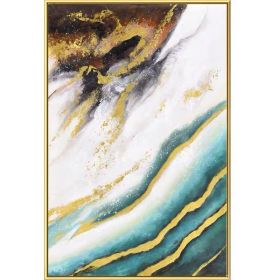 100% Handmade Abstract Oil Painting Wall Art Modern Minimalist Marble Texture Picture Canvas Home Decor For Living No Frame (75x150cm: 70x140cm)