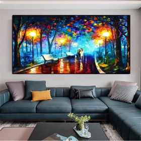 Hand Painted Night Thick Modern Canvas Oil Paintings Wall Art Abstract Landscape Pictures For Living Room Home Decoration (75x150cm: 150x220cm)