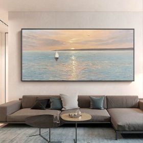 Artist Handpainted Modern Canvas Oil Painting Interior Home Decoration Painting Morning Sea Art Painting Rimless (75x150cm: 150x220cm)