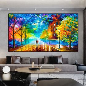 Modern Walking Down The Street Abstract Oil Painting Print On Canvas Nordic Poster Wall Art Picture For Living Room Home Decor (75x150cm: 100x150cm)