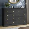 8 Drawer Dresser For Bedroom, Wood Storage Cabinet With Golden Metal Handles, Modern Closet Of Drawers for Living Room