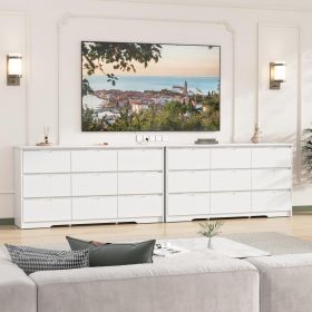 9 Drawer Dresser for Bedroom, Storage Cabinet With Hidden Handles, Modern Closet Of Drawers for Living Room (Color: White)