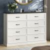 8 Drawer Dresser for Bedroom, Wood Storage Cabinet With Metal Handles, Farmhouse Closet Of Drawers for Living Room
