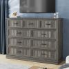 9 Drawer Dresser for Bedroom, Wood Storage Cabinet With Metal Handles, Farmhouse Closet Of Drawers for Living Room
