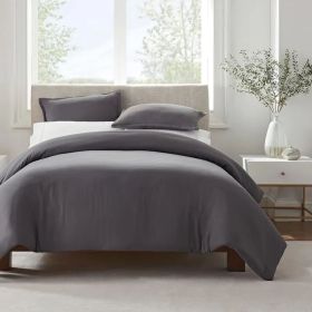 Serta Simply Clean Solid Duvet cover QUEEN (Color: Grey, 75x150cm: Queen)