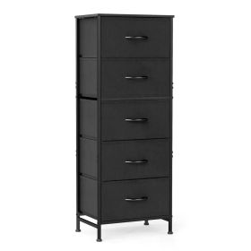 48IN Dresser For Bedroom With 5 Fabric Drawers Nightstand Wardrobe Steel Frame Closet For Clothes Storage Cabinet Furniture (Color: Black)