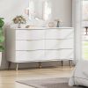 6 Drawer Dresser For Bedroom, Storage Cabinet With Golden Handles, Modern Closet Of Drawers For Living Room