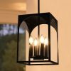 Large Outdoor Pendant Light Fixtures 4-Light, Exterior Hanging Lantern Porch Light Adjustable, Hanging Lamp Farmhouse Exterior Chandelier Ceiling Moun