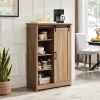 5 Drawers Dresser w/Sliding Barn Door, Farmhouse Modern Tall Dresser 5 Chest of Drawers, Storage Organizer Dresser for Bedroom, Hallway, Living Room
