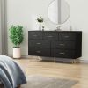 7 Drawer Dresser For Bedroom, Storage Cabinet With Golden Handles, Modern Closet Of Drawers For Living Room