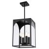 Large Outdoor Pendant Light Fixtures 4-Light, Exterior Hanging Lantern Porch Light Adjustable, Hanging Lamp Farmhouse Exterior Chandelier Ceiling Moun