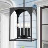 Large Outdoor Pendant Light Fixtures 4-Light, Exterior Hanging Lantern Porch Light Adjustable, Hanging Lamp Farmhouse Exterior Chandelier Ceiling Moun